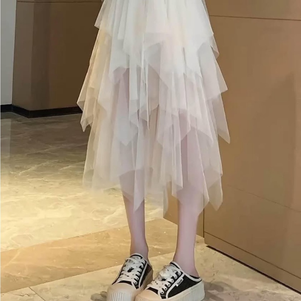Pink Midi Asymmetrical A-line Skirt